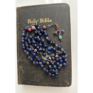 Venetian Lapis Lazuli Rosary – Millefiori, Sterling Silver, Handmade
